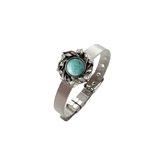 Snap Charm Bracelet Stainless Steel Includes 3 Standard Size Snaps Shown Adjusta - Picture 4 of 5